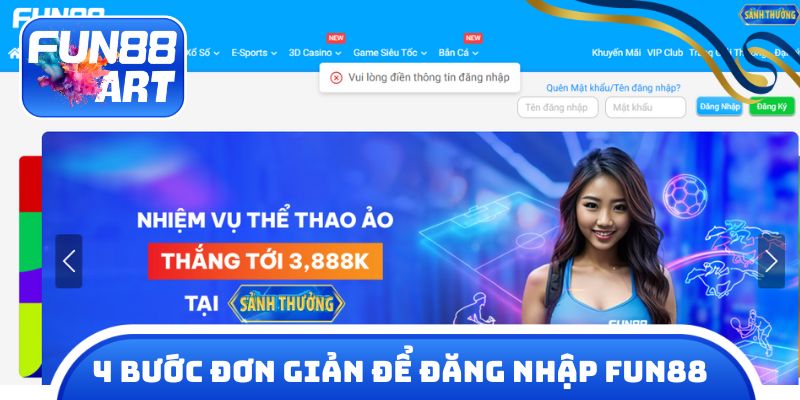 4 bước đơn giản để đăng nhập Fun 88
