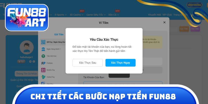 Chi tiết các bước nạp tiền Fun 88 cho người mới