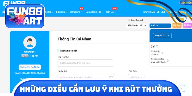 Những điều cần lưu ý khi rút thưởng trên nhà cái